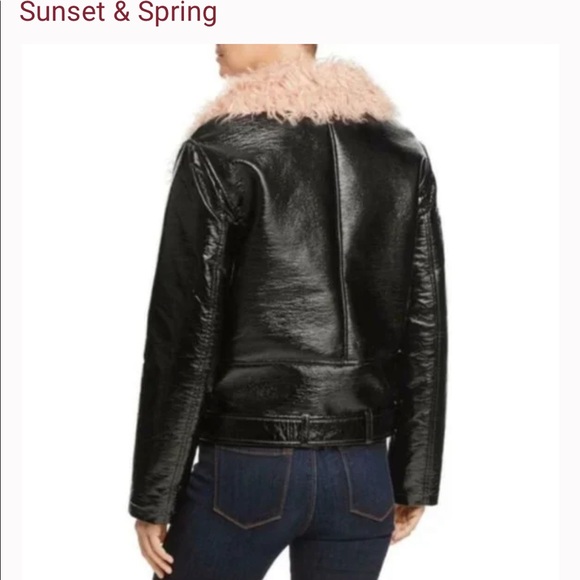 Black & Pink Faux Fur Black Moto Jacket - Picture 3 of 13